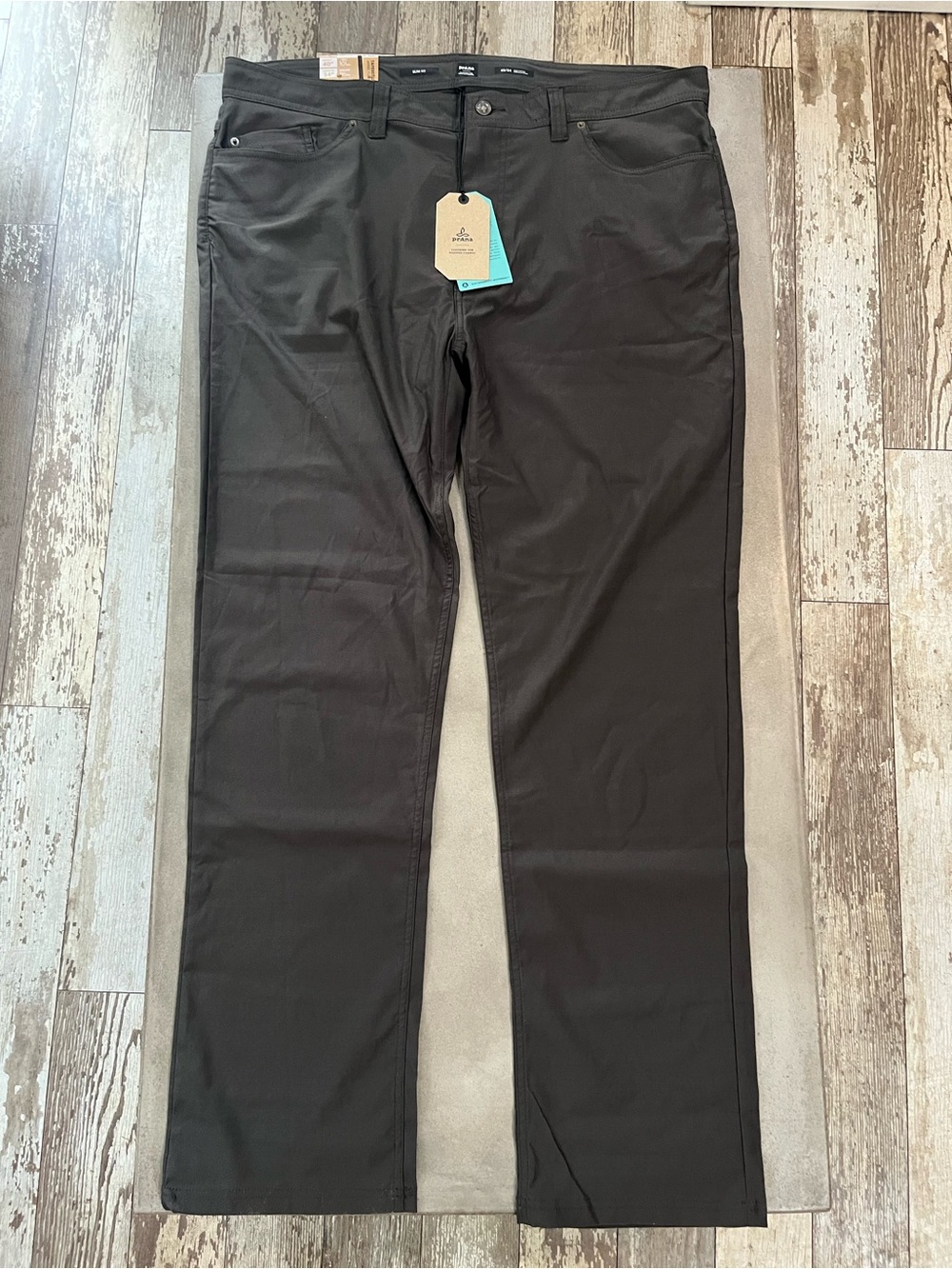 prAna Men’s Brion Slim Pant II - Dark Iron - 40x34 Tapered Leg ReZion NWT